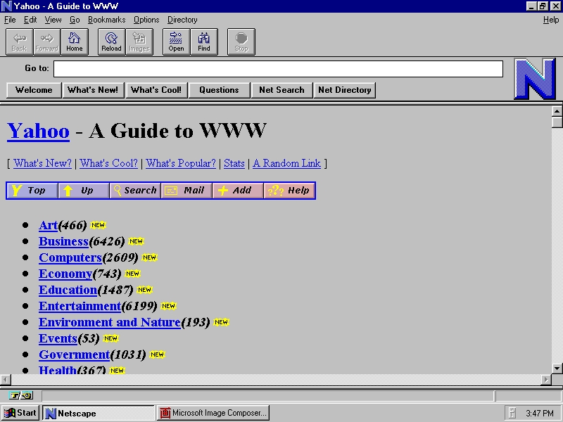 screenshot of website based on html 1.0